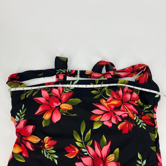 Swim 365 One Piece Swimsuit Black Red Floral Size 22W - Picture 11 of 12